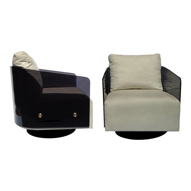1970s Inspired Mitchell Gold Lucite Swivel Chairs a Pair Chairish