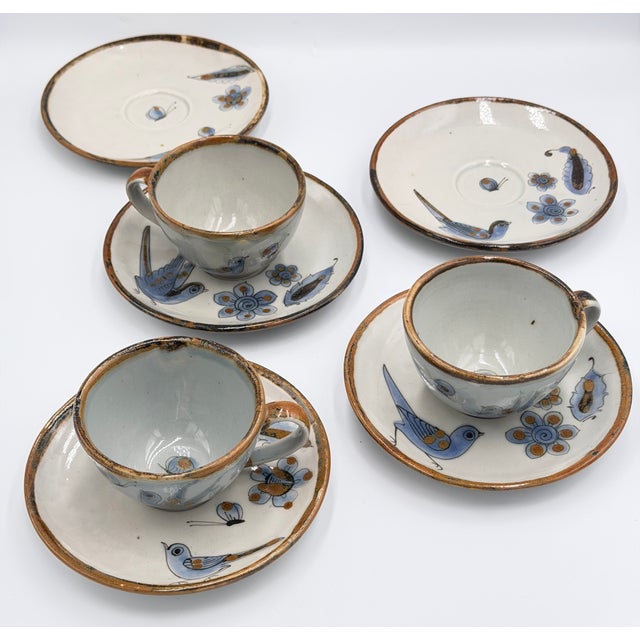 This is a beautiful, handcrafted 8pc Tea Coffee Cups & saucer Plates from the Ken Edwards Studio, featuring the...