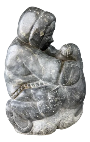 1960s Inuit Hunter With Seal – Canadian Arctic Soapstone Sculpture