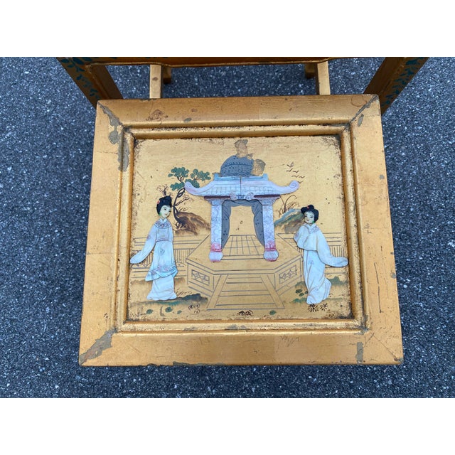 Chinoiserie Gold Leaf Nesting Stacking Tables Set of 3 Chairish