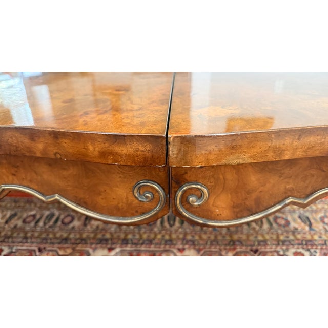 Mastercraft Monumental Burl Wood & Marquetry Dining Table With Two Leaves For Sale - Image 12 of 15
