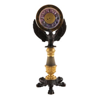 French Empire Gilt and Patinated Bronze “Pendule-Veilleuse” Mantel Clock, 19thC For Sale