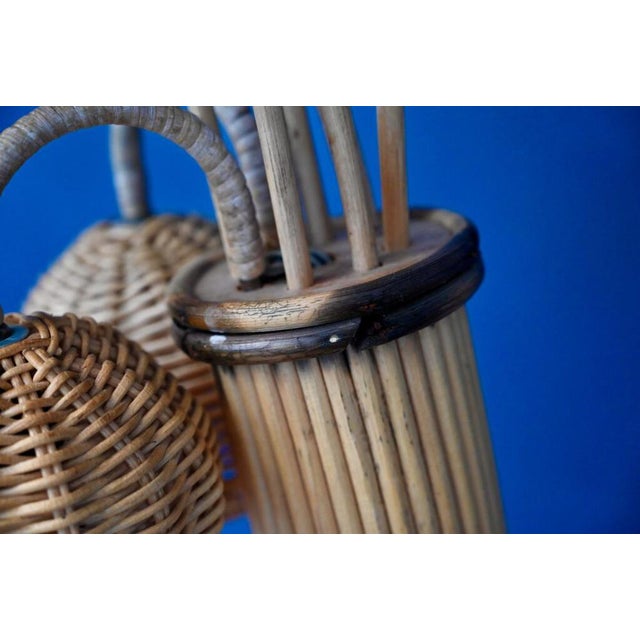 Vintage Rattan Palm Lamp, 1970s, Set of 2 For Sale - Image 12 of 18