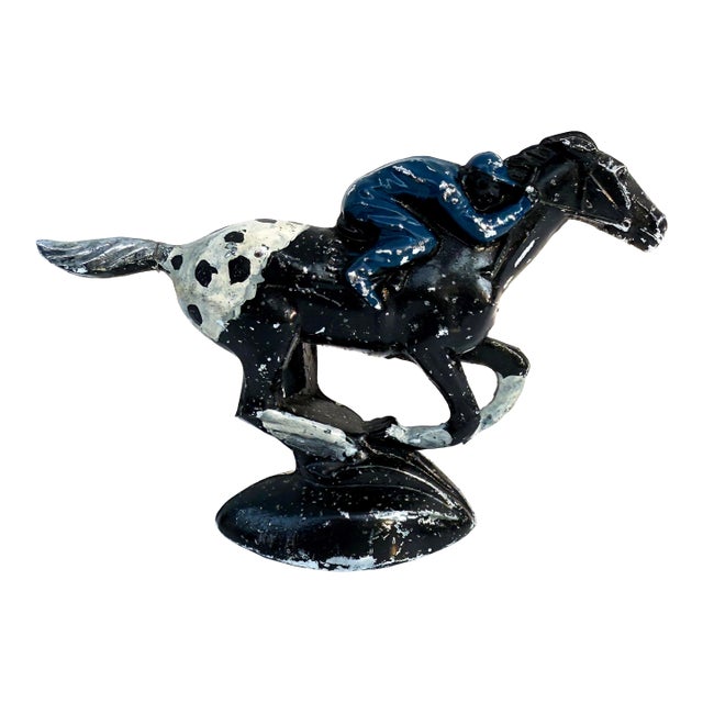 1920s Chrome Jockey Car Ornament Painted Over as Folk Art For Sale