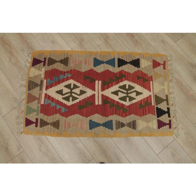 1990s Rustic Beige Hand Knotted Kilim For Sale In Sacramento - Image 6 of 13