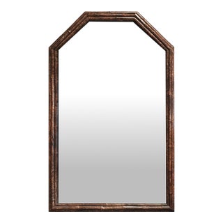 Vintage Bamboo Beveled Mirror For Sale