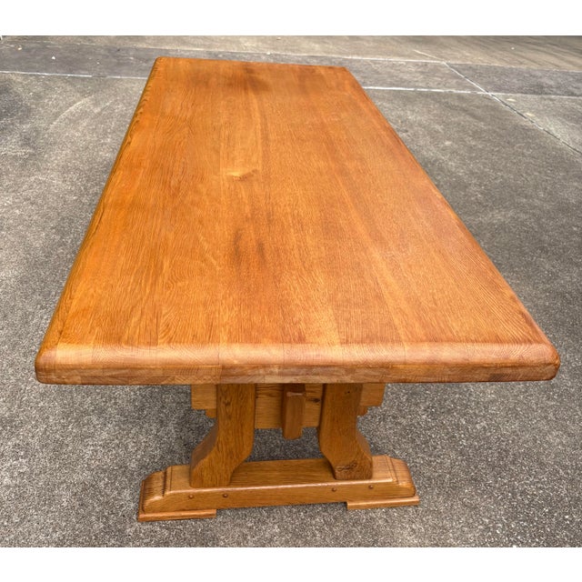 Brown Vintage French Country Trestle Dining Table For Sale - Image 8 of 12