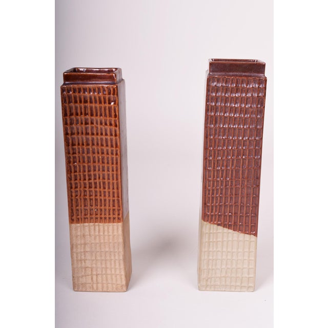 Mid-Century Vases in Ceramic by Kramika Horní Bříza, Czech, 1970s, Set of 2 For Sale - Image 6 of 6