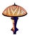 Late 20th Century Large Vintage Arts & Crafts Inspired Basket Weave Stained Glass Bronzed Metal Table Lamp For Sale - Image 5 of 6