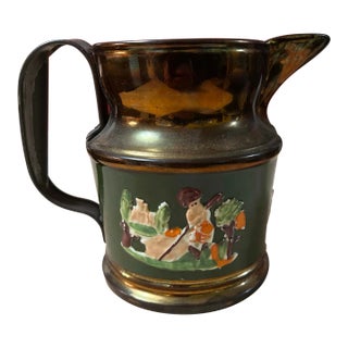 A Fine Antique Staffordshire Copper Lustre Cream Pitcher With Make-Do Tin Handle, Circa 1860's For Sale