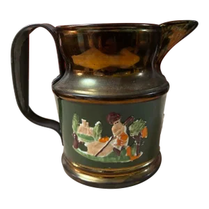 A Fine Antique Staffordshire Copper Lustre Cream Pitcher With Make-Do Tin Handle, Circa 1860's