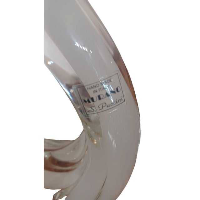 Vintgae set of 2 Puccini Signed glass swans. The swans have their original sticker . Translucent and white in color....