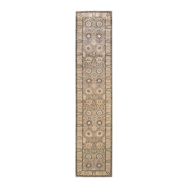 Mogul, One-of-a-Kind Hand-Knotted Area Rug in Light Gray, 3' 1" x 14' 7" For Sale