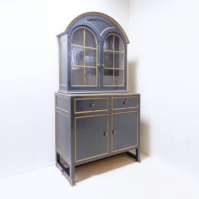 Vintage Chinese Cabinet in Lacquered Grey For Sale - Image 11 of 16
