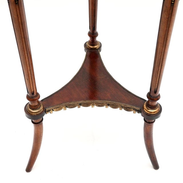 Brown Antique French Marble Top Occasional Side Table, 1890 For Sale - Image 8 of 9