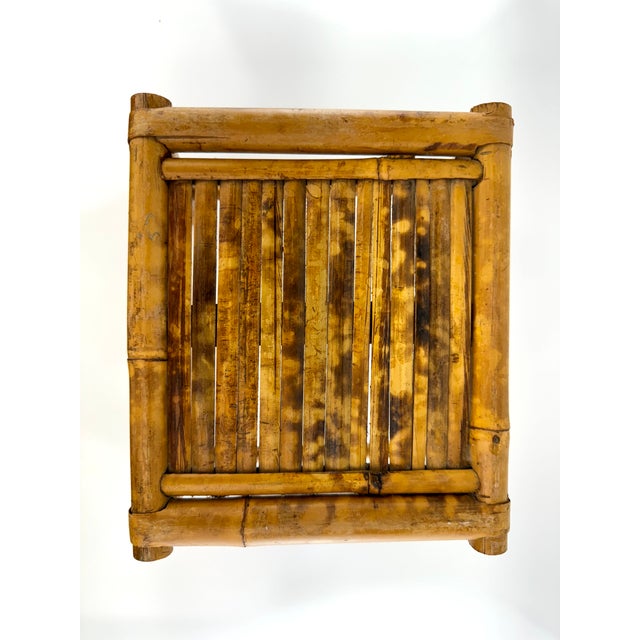 Wood Mid Century Burnt Tortoise Bamboo Plant Stand For Sale - Image 7 of 10