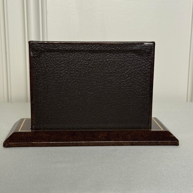 Brown Vintage Traditional Genuine Brown Leather Gold Tooling Letter Holder Desk Set For Sale - Image 8 of 10