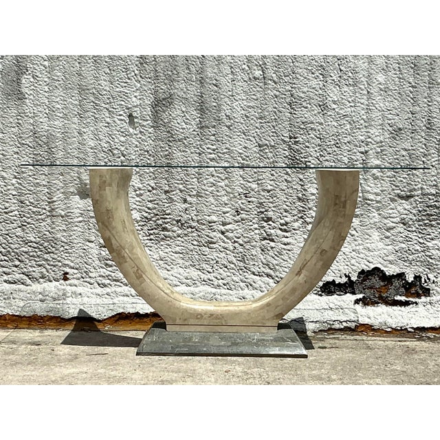 Vintage Boho Tessellated Stone Console Table For Sale In West Palm - Image 6 of 11