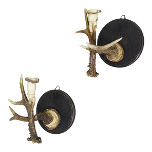 A Pair Great Black Forest Wall Sconces With Deer Horns, Germany Ca. 1900