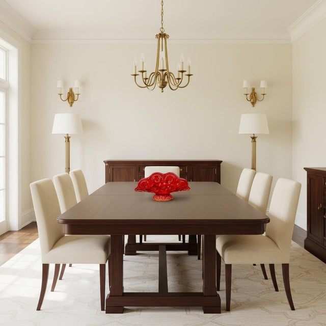 Vintage Ruby Red Art Glass Pedestal Bowl, With Coin & Rosette Motif For Sale - Image 13 of 13