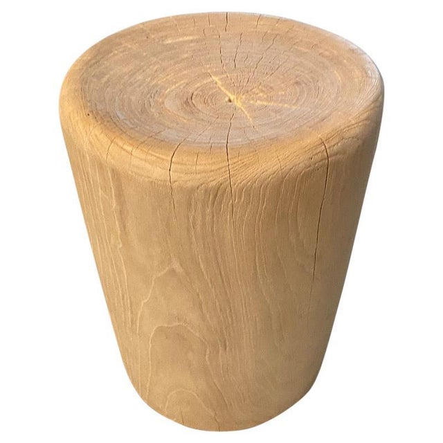 Andrianna Shamaris Bleached Teak Wood Side Table or Stool For Sale - Image 15 of 18