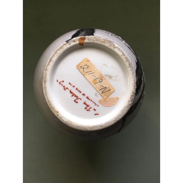 Vintage Mid 20th Century Nora Fenton Gray Cherry Blossom Ceramic Vase For Sale - Image 11 of 13