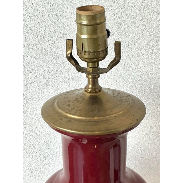 Vintage Oxblood Glazed Ceramic Lamp For Sale - Image 10 of 12