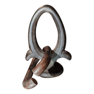 Early 20th Century Wrought Iron End Cap Finial With Loop For Sale