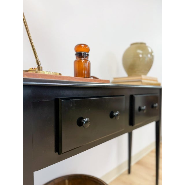 Nichols and Stone Solid Black Wood Console Two Drawers Modern Transitional For Sale - Image 16 of 16