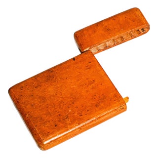 Handcrafted Antique Wood Cigarette Case Integral Wood Hinge Gentleman’s Pocket Accessory Tobacciana For Sale