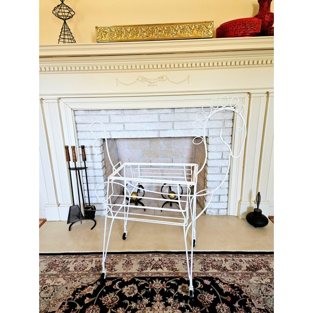 MCM Retro Weinberg Style Pony Bar Cart Tray on Swivel Wheels For Sale - Image 12 of 12