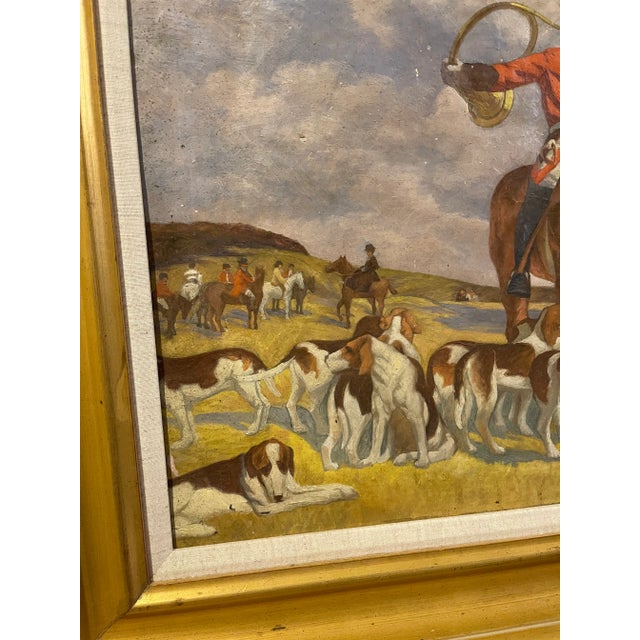 Early English Hunt Scene Original Oil Painting on Canvas, Framed For Sale - Image 6 of 7