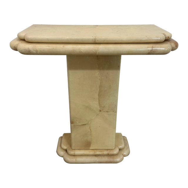 Karl Springer Style Goat Skin Console Table For Sale