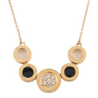 Unique Black Onyx and Diamond Chain Necklaces in 14k Solid Yellow Gold For Sale