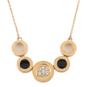 Unique Black Onyx and Diamond Chain Necklaces in 14k Solid Yellow Gold