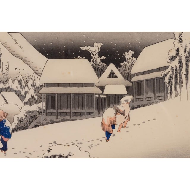 Late 20th Century Utagawa Hiroshige Woodblock Print "Evening Snow at Kanbara" 1933-34 Woodblock For Sale - Image 5 of 8