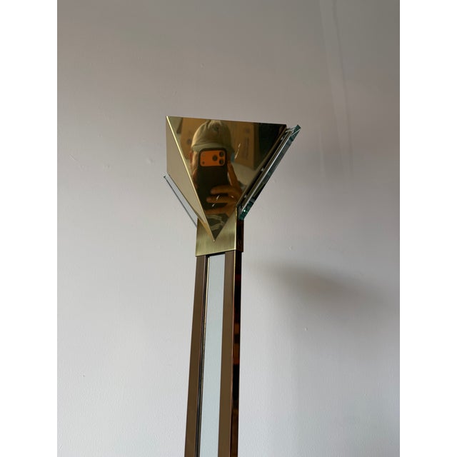 Brass 1980s Postmodern George Kovacs Brass & Glass Geometric Floor Lamp For Sale - Image 8 of 14