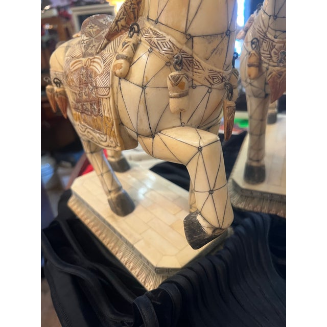 Almond Vintage Chinese Tessellated Bone Horses Tang Dynasty Style For Sale - Image 8 of 13