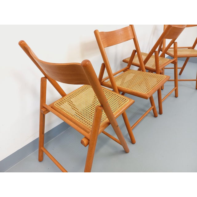 Vintage Folding Chairs in Beech Wood and Caning from Habitat, 1980s, Set of 4 For Sale - Image 4 of 18