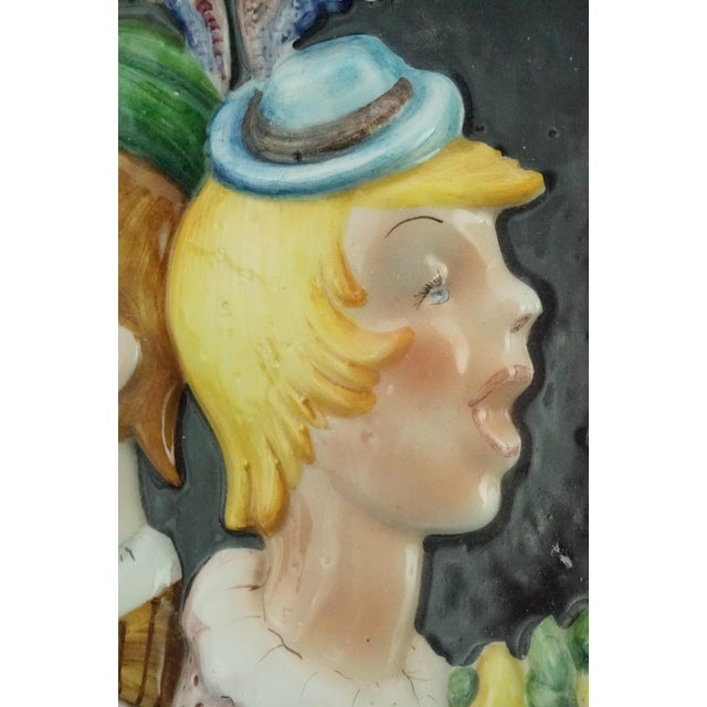 Vintage Art Deco Ceramic Plaque with Children in Bas-Relief, 1940s For Sale - Image 18 of 18