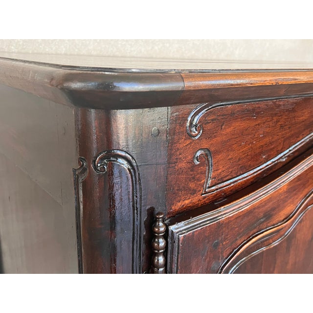 Antique Carved Walnut French Provincial Large Buffet or Sideboard Cabinet For Sale - Image 11 of 18