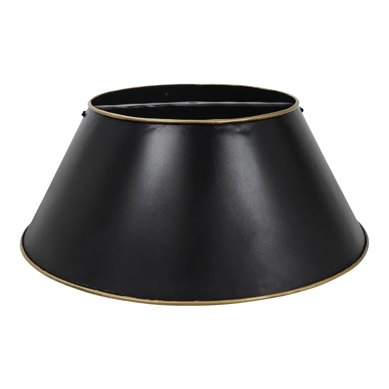 Vintage Black Stroke Gold Edge Metal Shade | Chairish