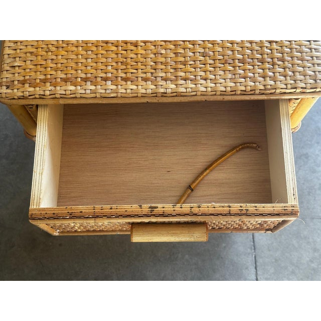 Vintage Bedside Tables in Rattan and Woven Wicker, Italy, 1970s, Set of 2 For Sale - Image 14 of 18