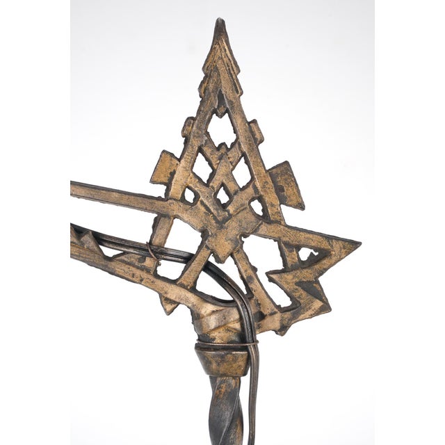 Mid 20th Century Restored Art Deco Cast Iron Bridge Floor Lamp For Sale - Image 11 of 15