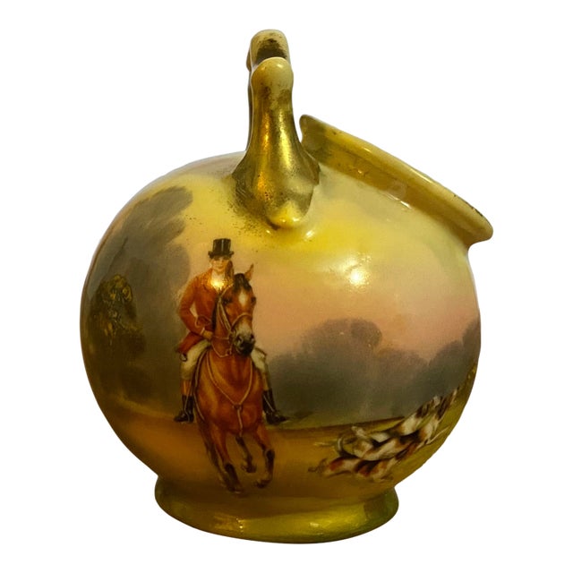 Early 20th Century Rare Royal Bayreuth Hand Painted Miniature Sugar: English Huntsman, Horse, Fox Hounds For Sale