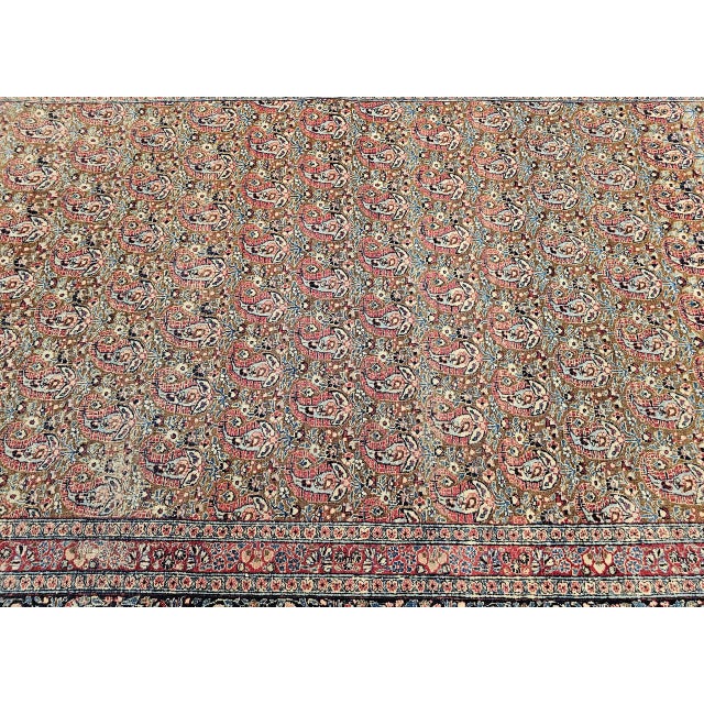 Red Vintage Persian Qum Area Rug, Hand-Knotted Wool, Allover Paisley Pattern, 5x8, Camel & Red For Sale - Image 8 of 14