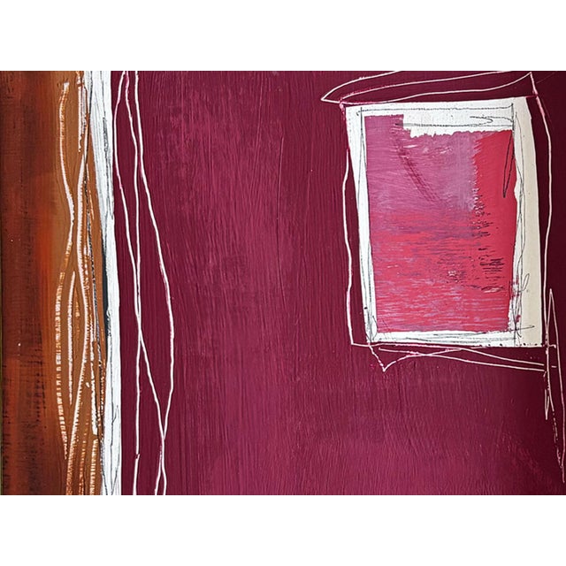 "Velvet Desire" Abstract Art in Antique Frame, Red Abstract Painting by JTS For Sale In Minneapolis - Image 6 of 10