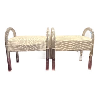 Pair Gibbs Acrylic Benches For Sale