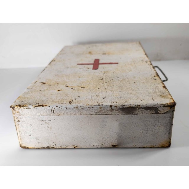 American 20th Century White Painted Metal First Aid Kit Box With Red Cross For Sale - Image 3 of 11