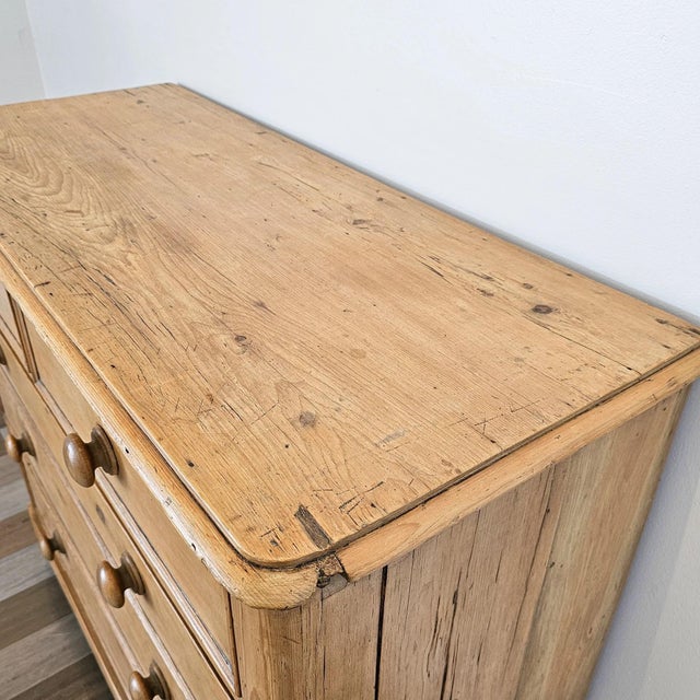 Beige Stately Antique English Pine Chest of Drawers (Dresser) - Circa 1870 For Sale - Image 8 of 17